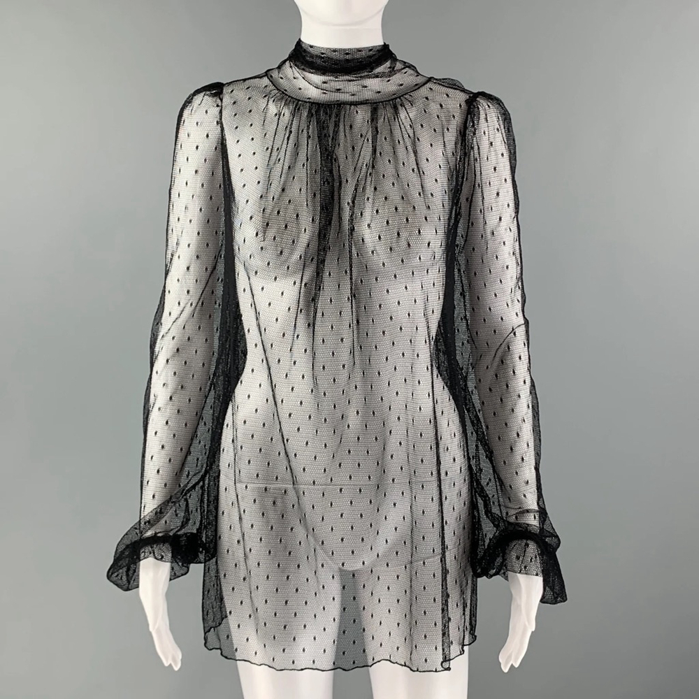 Vintage La Perla Polka Dot Blouse & Silk Cami Set Size L Black - Picture 3 of 13
